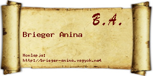 Brieger Anina névjegykártya